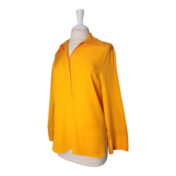 ZARA Satin Oversized Flowy Shirt Bright Orange Sz M - Picture 3 of 8